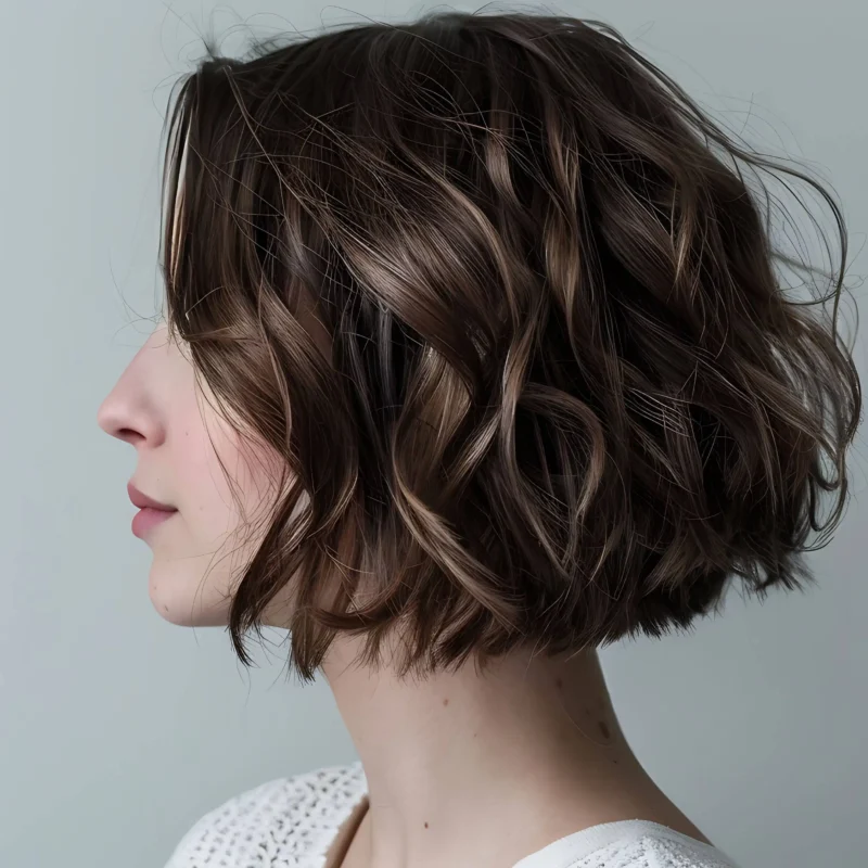 Mujer con corte de pelo corto moderno y texturizado, reflejando tendencias 2025 en peluquería femenina