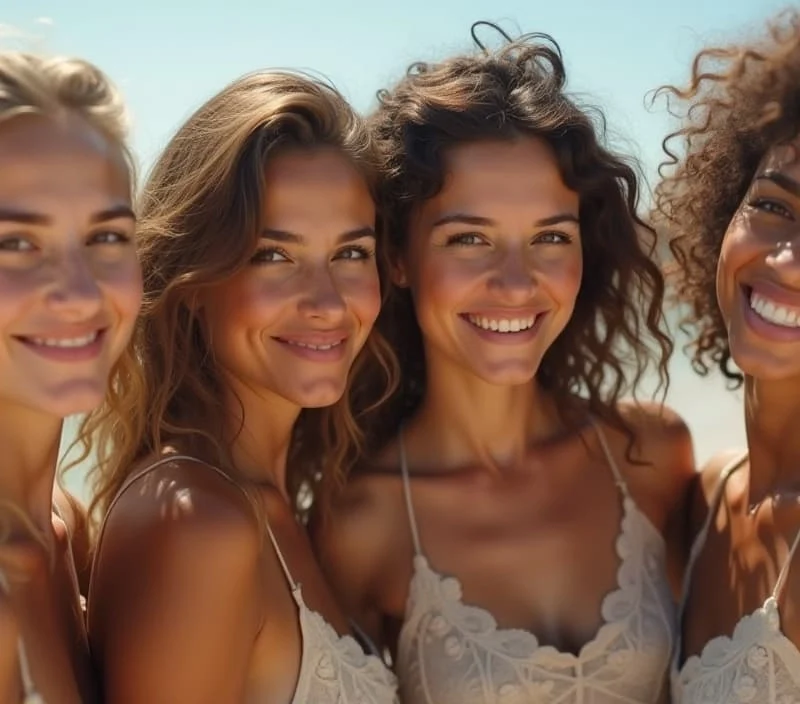 Cabello con ondas sin calor, con un acabado natural y brillante.