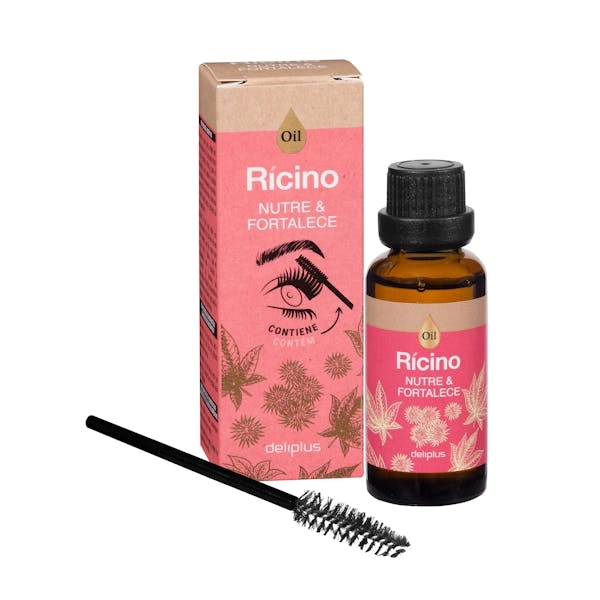 Aceite de ricino Deliplus para nutrir y fortalecer las cejas, promoviendo su crecimiento saludable.