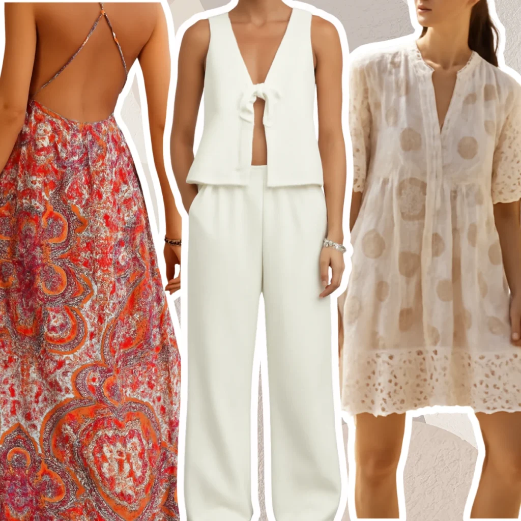 Vestidos y prendas veraniegas ideales para la moda primavera verano 2025, con tejidos ligeros, espalda al aire, cortes cómodos y detalles frescos para el calor