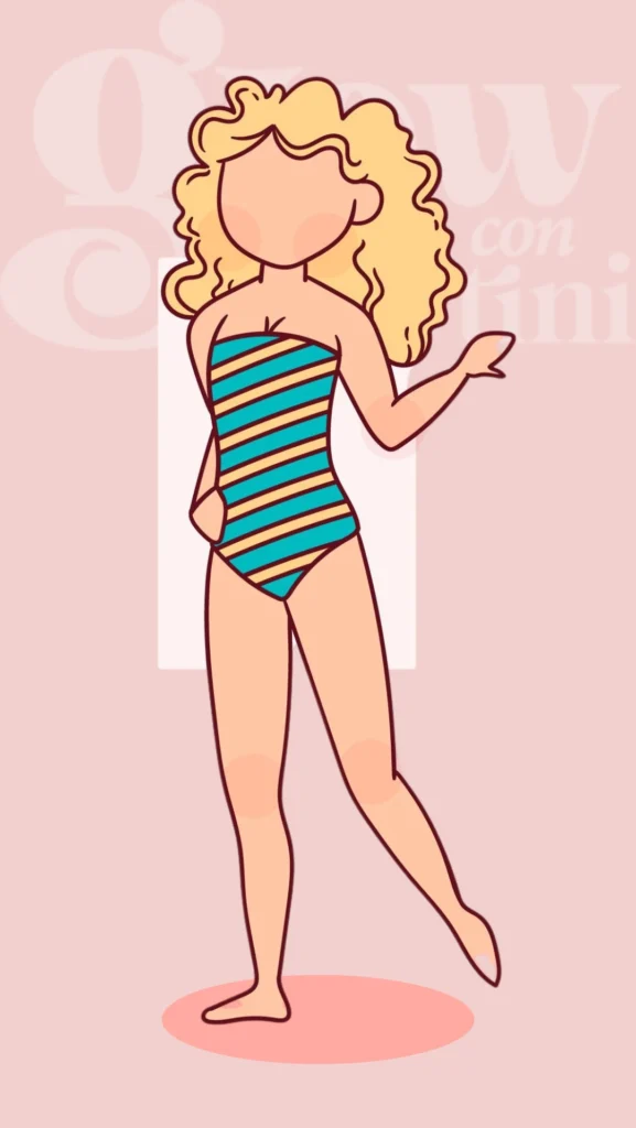 Cuerpo rectangular: figura con proporciones similares en el busto, cintura y caderas, creando una silueta más recta sin curvas definidas.