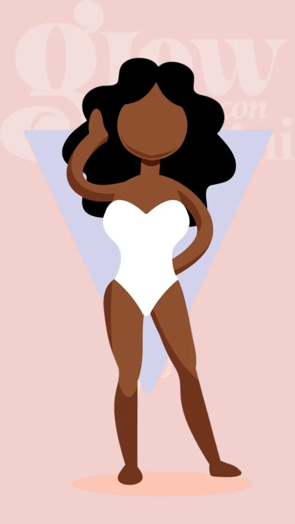 Cuerpo triángulo invertido: figura donde los hombros son más anchos que las caderas, con una silueta que se estrecha hacia la parte inferior.
