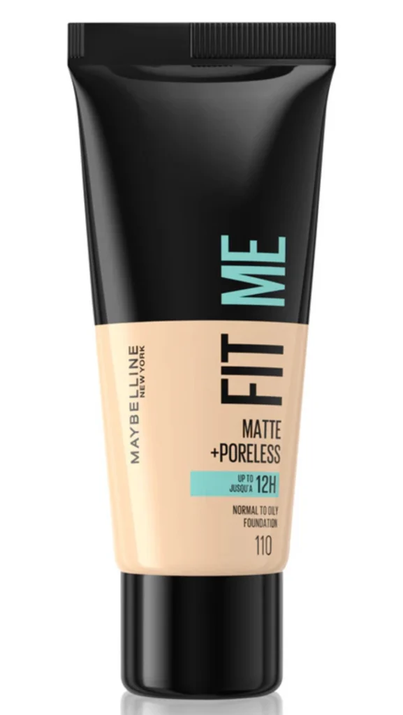 Base de maquillaje Maybelline Fit Me, controla el brillo y minimiza los poros.