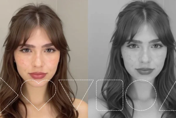 Mujer con diferentes tipos de rostro, mostrando looks modernos y favorecedores según el tipo de rostro