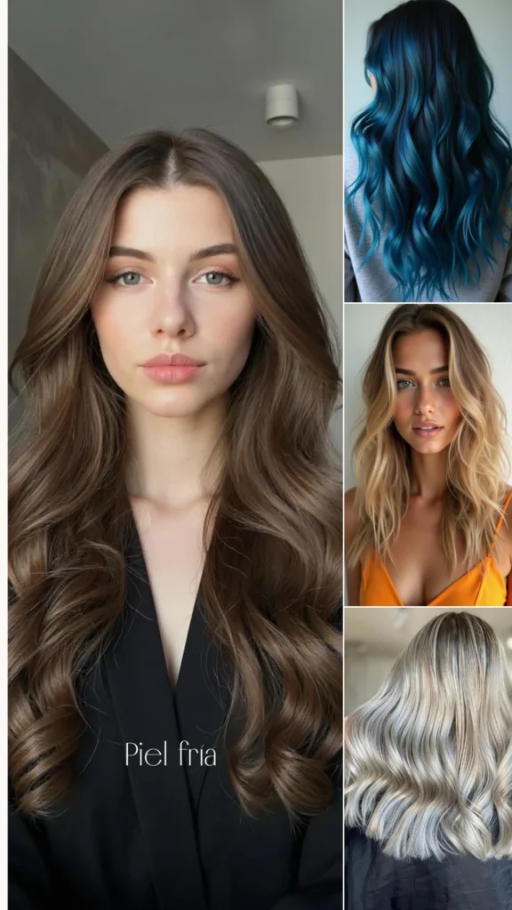Colores de cabello fríos como rubios platino y castaños ceniza para piel fría