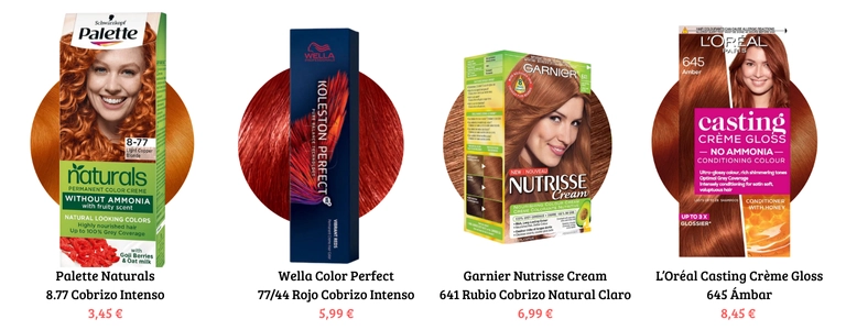 Cuatro marcas de tintes cobrizos intensos y naturales con precios