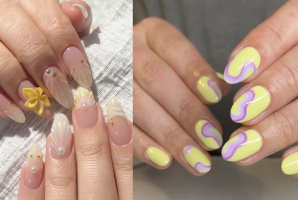 Portada con collage de manicuras: neón, pastel, nude, holográfico y 3D, tendencias uñas 2025.