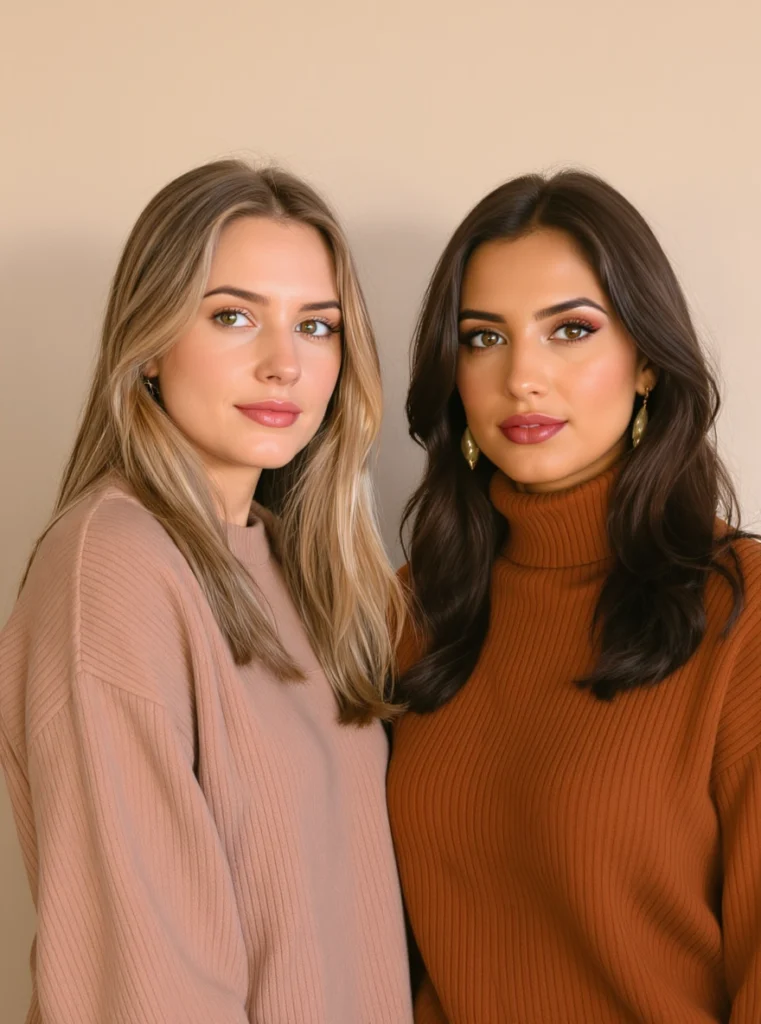 mujeres con diferentes tonos de cabello cálido mostrando el contraste entre otoño suave y otoño profundo.
