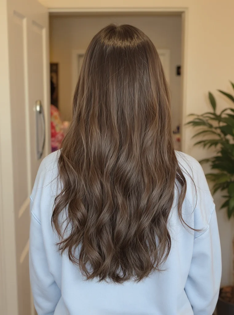 Pelo castaño medio natural, equilibrado entre luminosidad y profundidad.