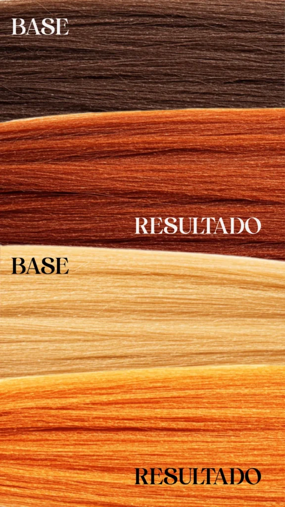 Comparación de bases y resultados de tintes cobrizos en cabello