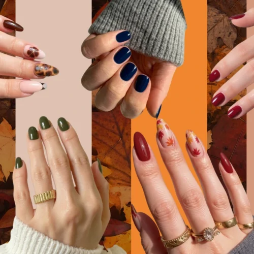 Portada con uñas almendradas en tonos nude y rosados, estilo natural y elegante para otoño 2025.