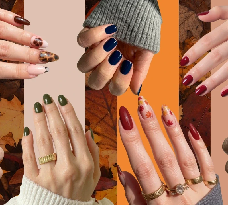 Portada con uñas almendradas en tonos nude y rosados, estilo natural y elegante para otoño 2025.