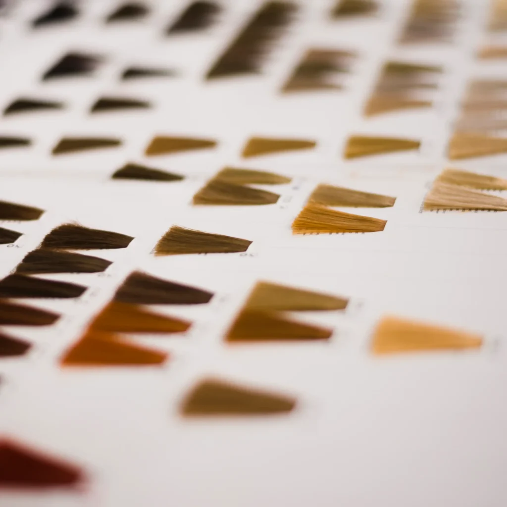 Paleta de tonos mostrando la clasificación de tintes según su composición.