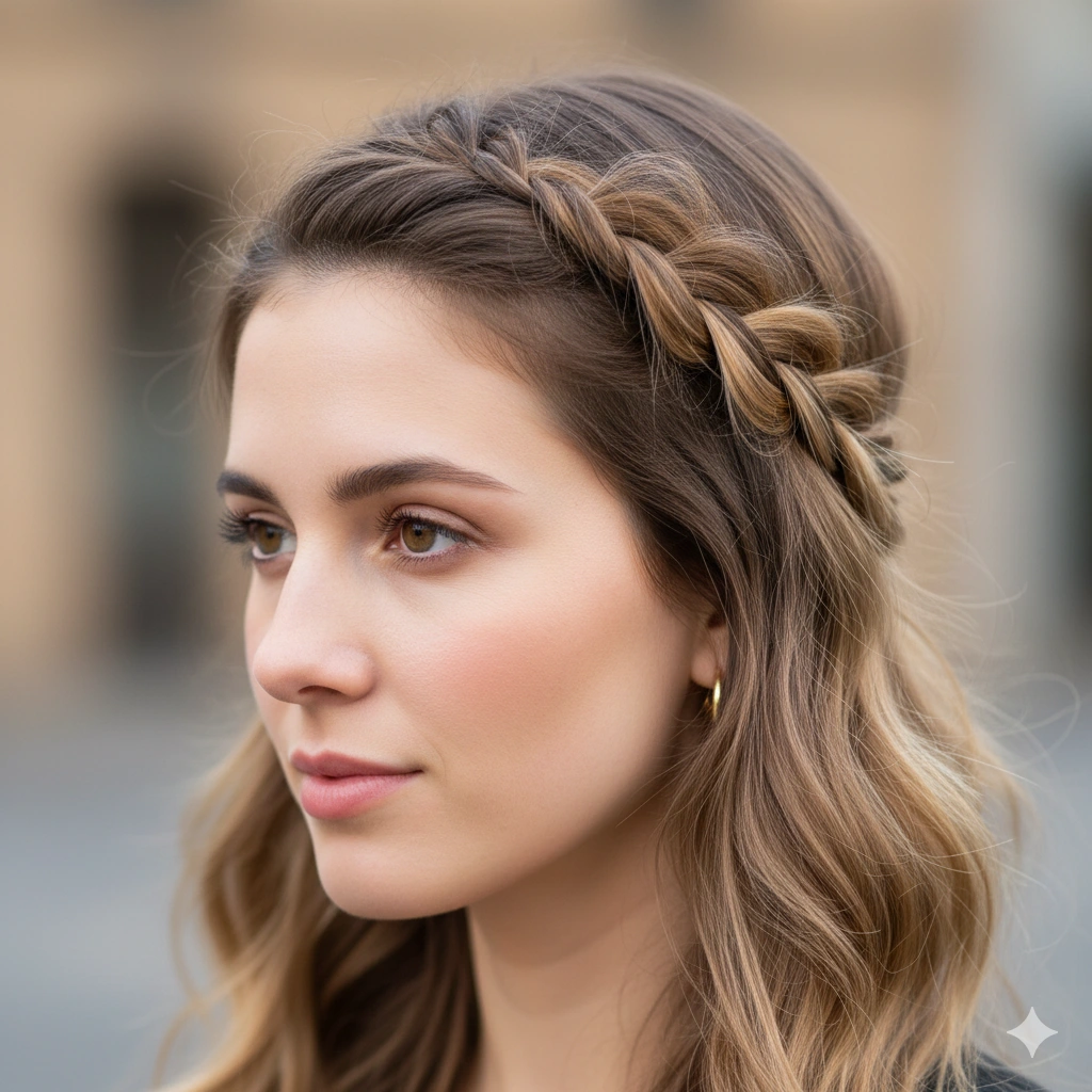 Corona trenzada bohemia, peinado fácil y boho para fiestas o cenas especiales.