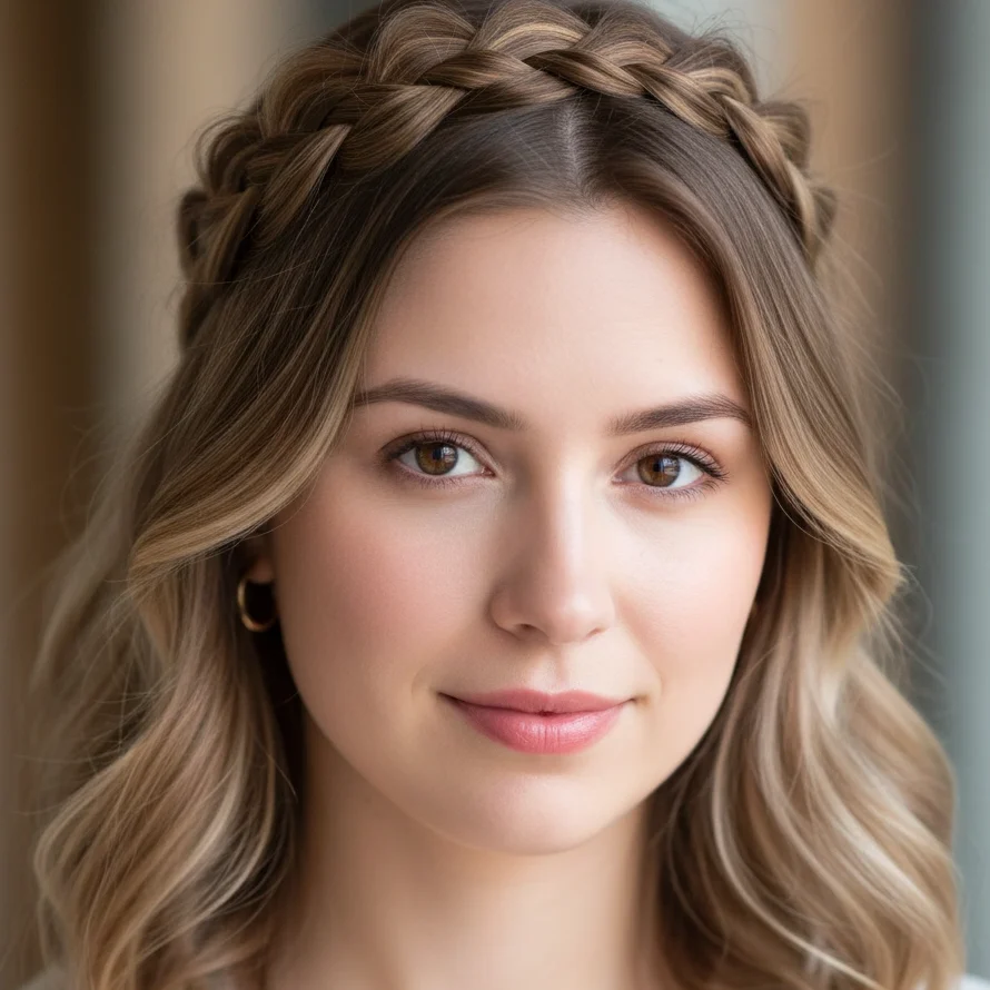 Corona de trenza, peinado fácil tipo diadema ideal para bodas y eventos románticos.