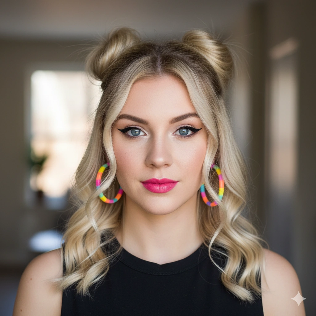 Mini moñitos enrollados, peinado fácil para cabello corto y liso.