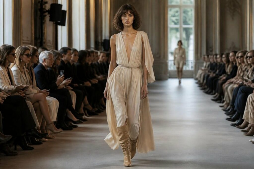 Pasarela de la Semana de la moda París en un salón clásico