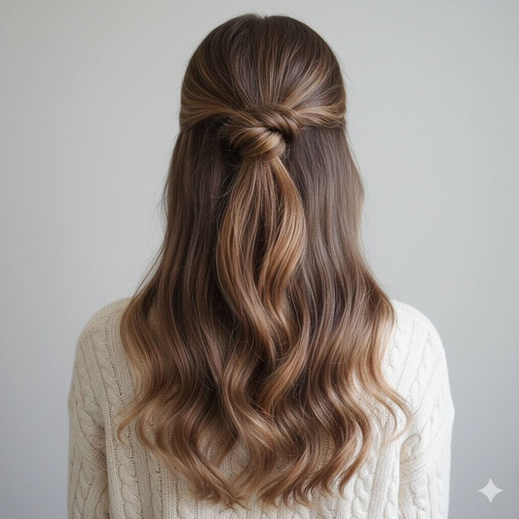 Semirecogido con ondas suaves, peinado fácil y romántico para boda o evento.