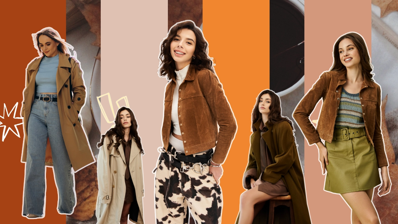 prendas y accesorios en tonos tierra, inspiración boho chic para las tendencias otoño invierno 2025.
