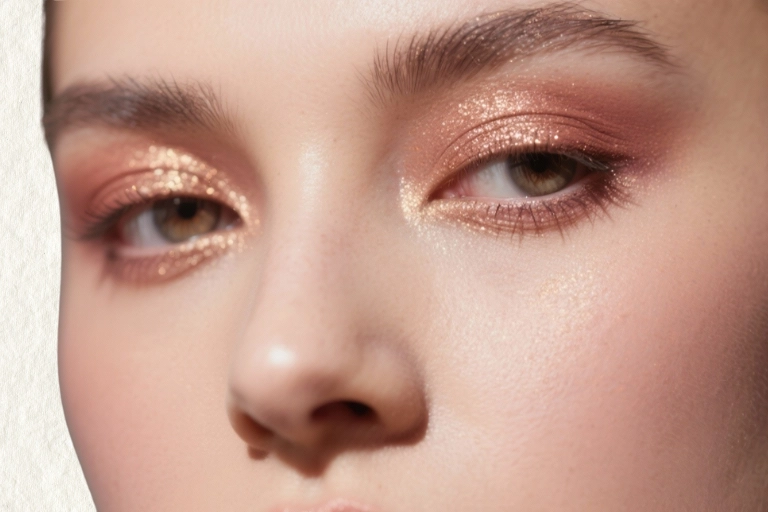 Maquillaje Nochevieja con sombra dorada y rosada