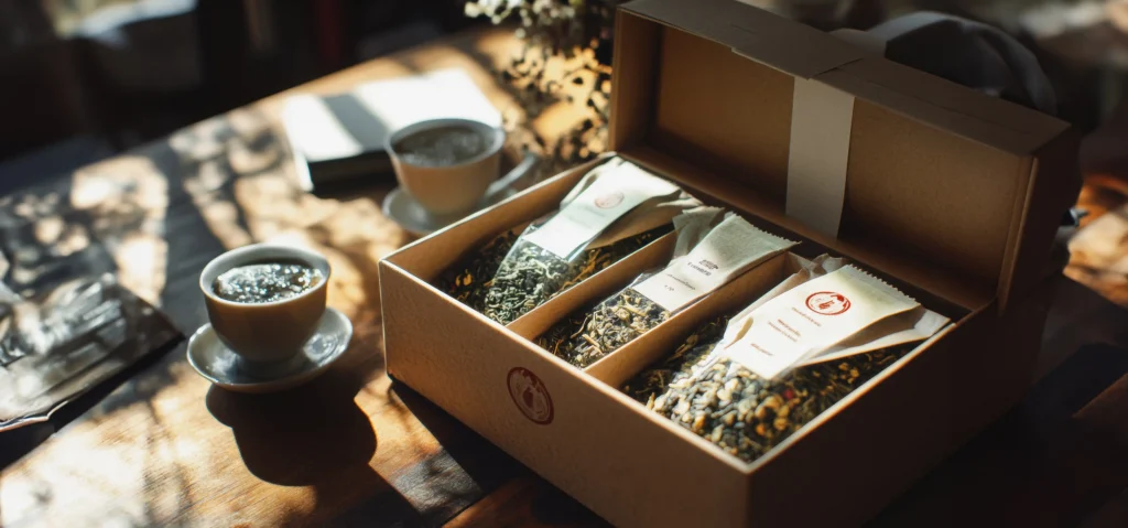 Caja con tes y café