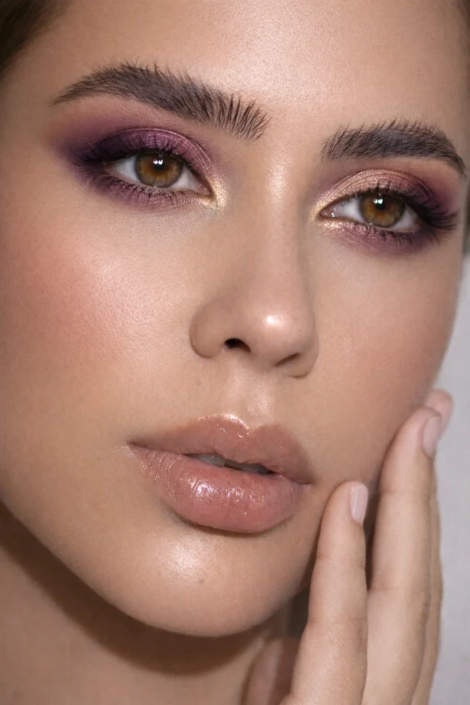 Mujer con ojos hazel con predominancia en color marrón