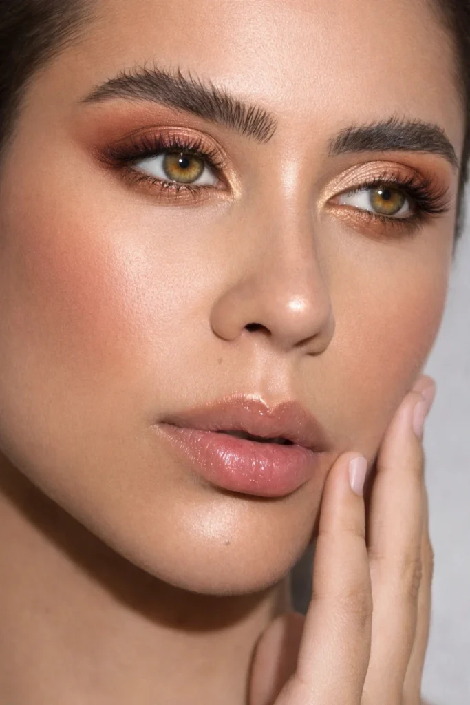 Mujer con ojos hazel con predominancia en color verde