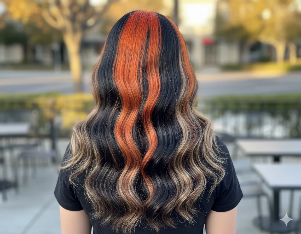 Look Cálico hair con combinación de colores intensos y contraste natural