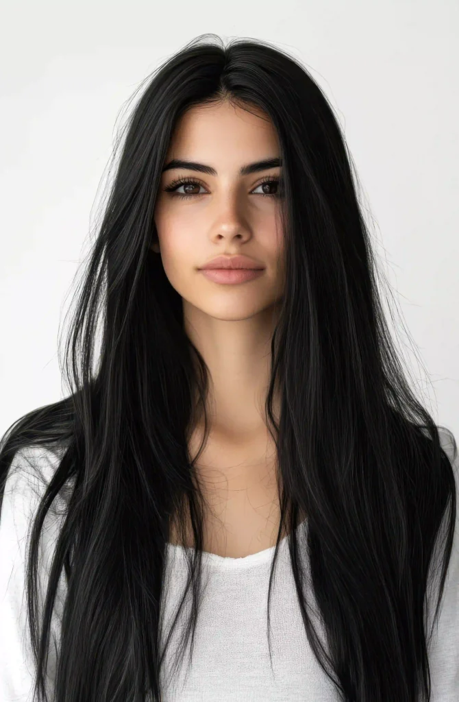 Mujer con cabello color negro oscuro