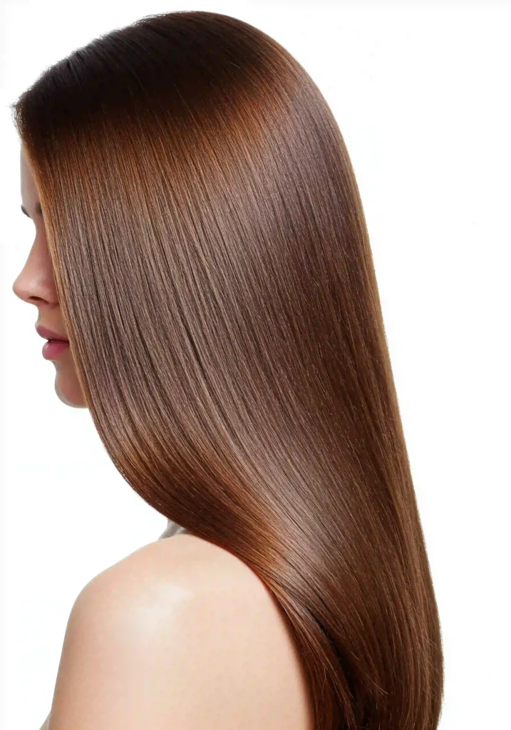 Pelo liso brillante con cutícula sellada que reduce el riesgo de rotura