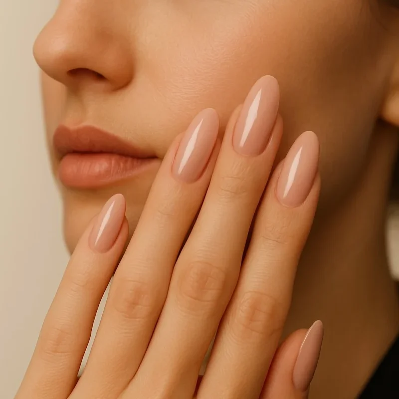 Uñas almendradas con tonos neutrales