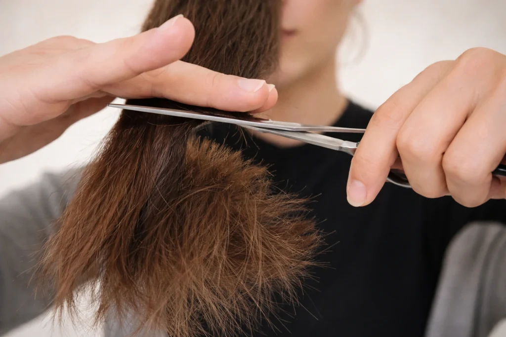 Corte de puntas en cabello maltratado