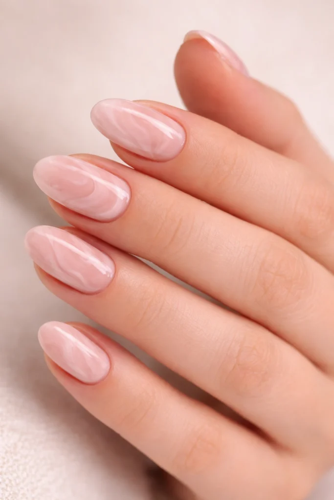 Uñas elegantes y sencillas con estilo marble