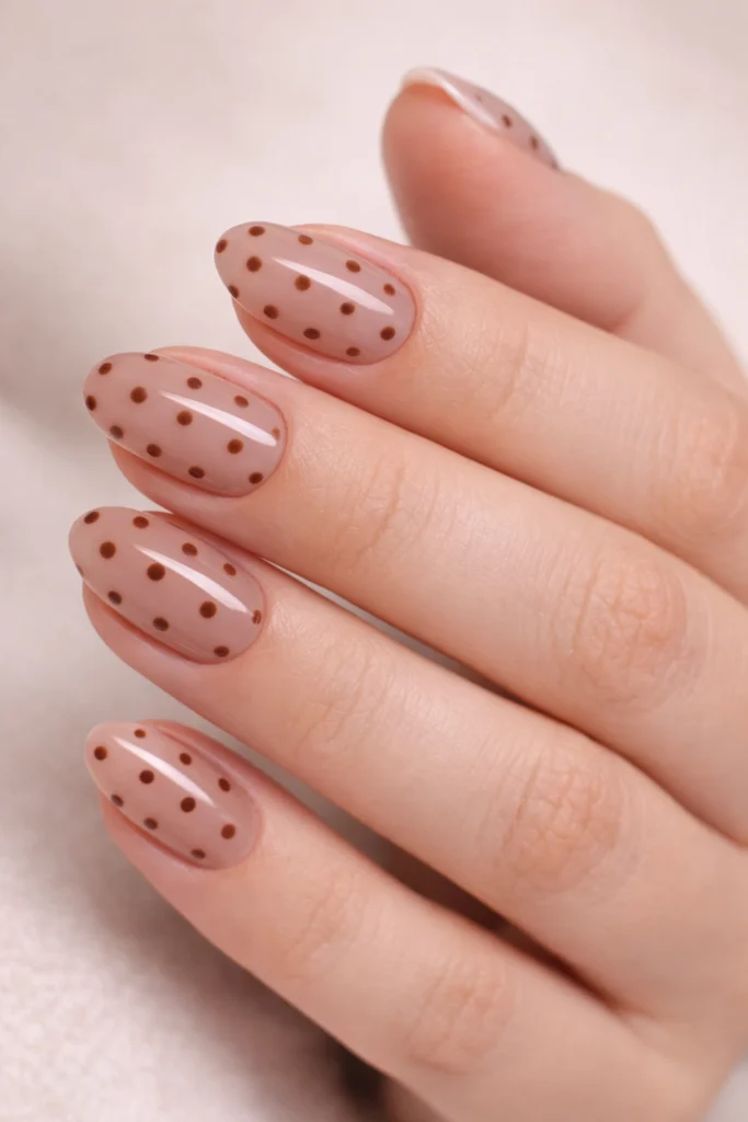 Uñas elegantes y sencillas con estilo polka dot