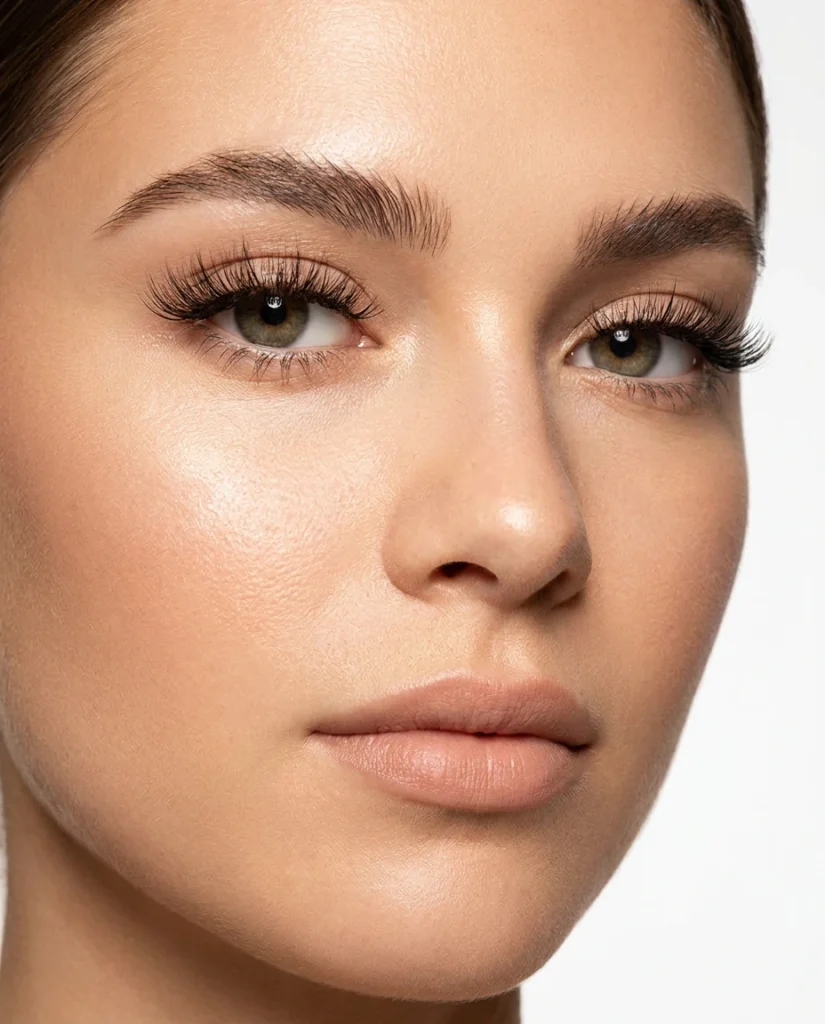 Extensiones de pestañas doll eye con efecto de mirada abierta y pestañas centradas