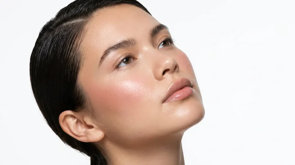 Look editorial con contouring y strobing para definir los huesos de las mejillas