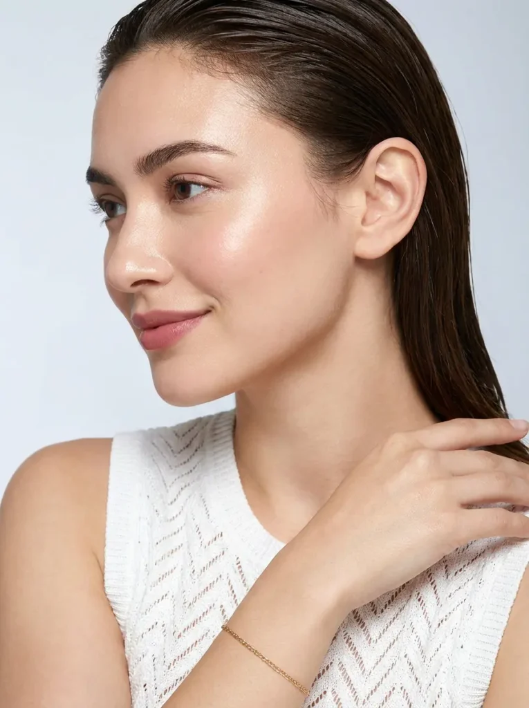 Perfil de rostro con pómulos definidos y luz natural sobre los huesos de las mejillas