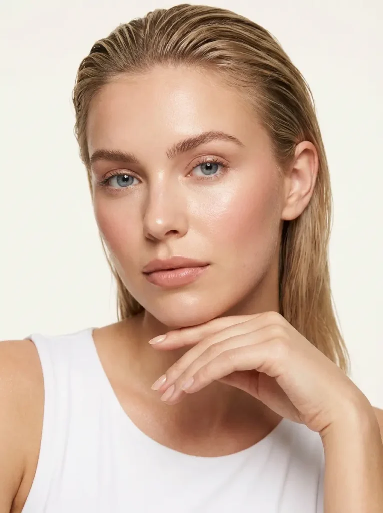 Técnica de strobing para iluminar los huesos de las mejillas con acabado glow