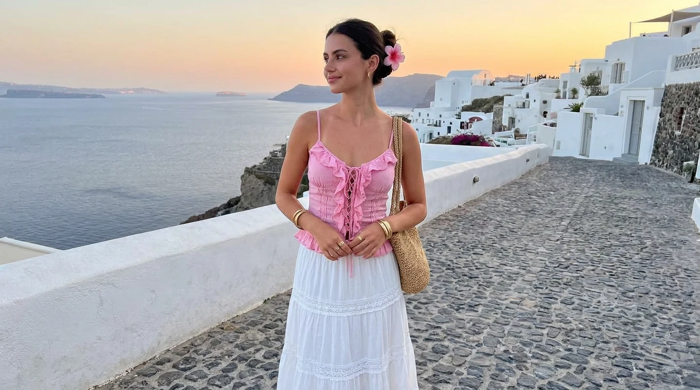outfits de vacaciones para mujer con looks de playa, ciudad, excursión y cena, ideales para viajar ligera y con estilo.
