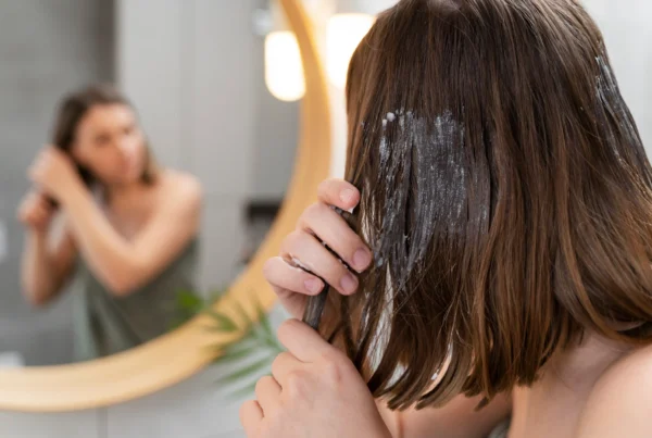 Mujer con el cabello suave y brillante después de una rutina de hidratación