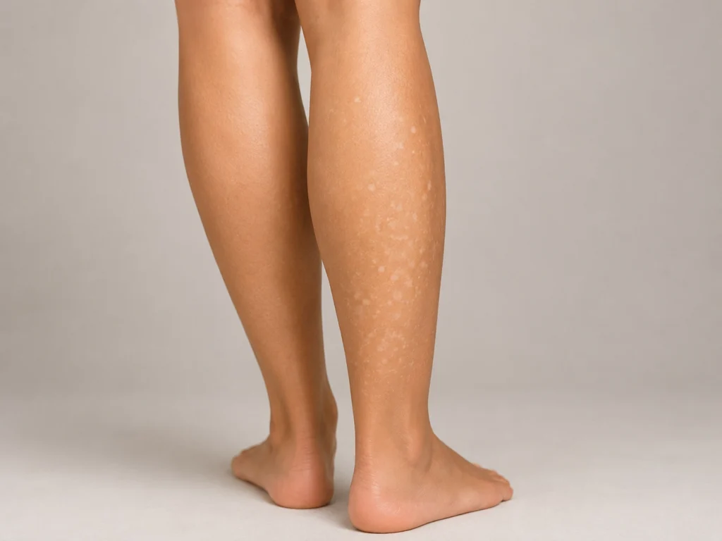 Piernas con hipomelanosis guttata