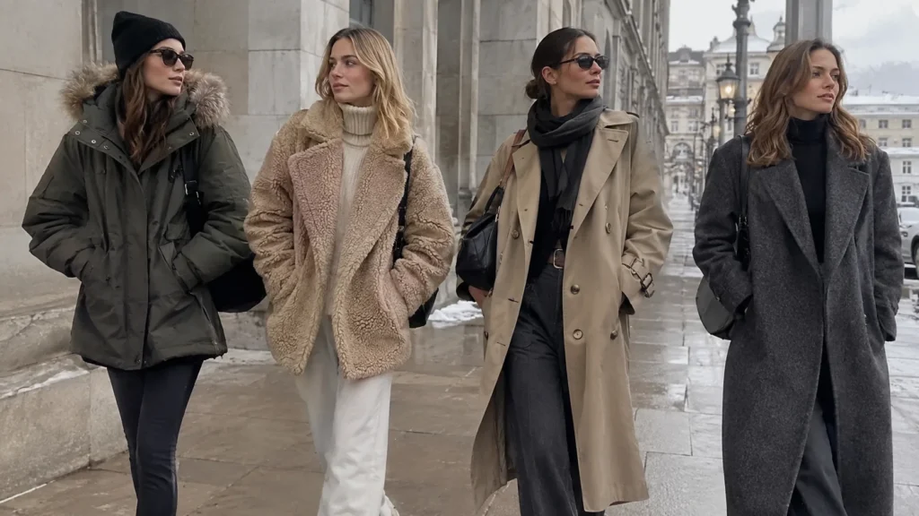 Siluetas tendencia otoño-invierno 2026-2027 con prendas oversize y cortes estructurados