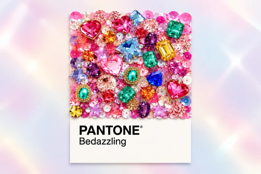 Bedazzling inspirado en Pantone con cristales y pedrería multicolor brillante