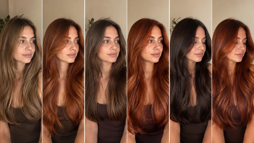 Diferentes resultados de tono cobrizo según el color de base